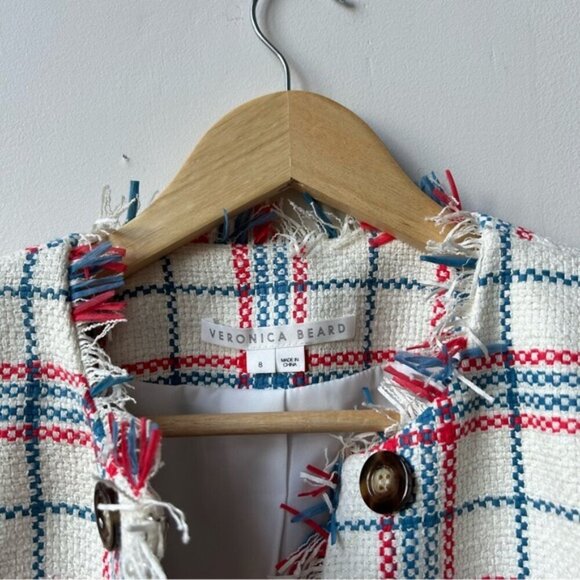 Veronica Beard Marlton Tweed Fringe Check Jacket Size 8 - Picture 12 of 12
